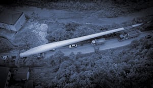 Hauling of a wind turbine blade along the highway