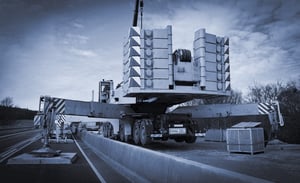 Mobile crane on a highway